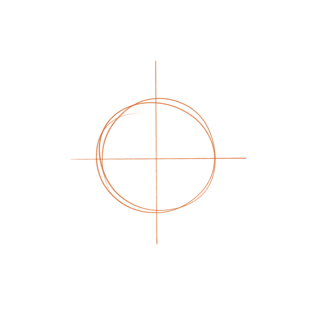 Mark the eyeball by drawing a circle.